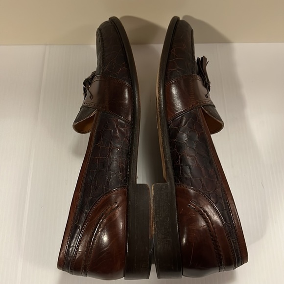 JOHNSTON & MURPHY Size 11 M BROWN CELLINI CROCODILE TASSEL LOAFERS size 10.5 N - Picture 7 of 17